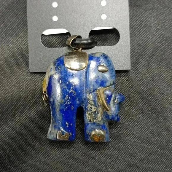 Sterling Silver and Lapis Lazuli Elephant Pendant - Picture 1 of 3